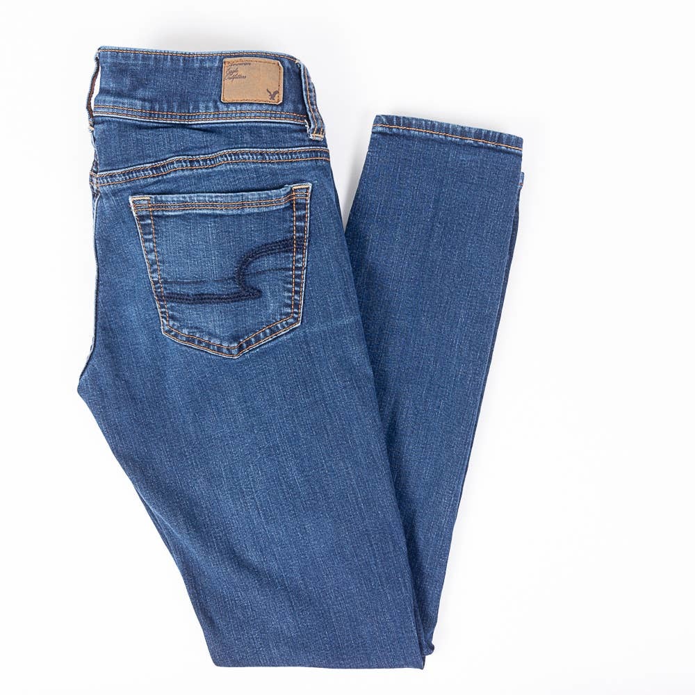 American Eagle Skinny Stretch Womens Jeans Dark Wash Size 2 Reg